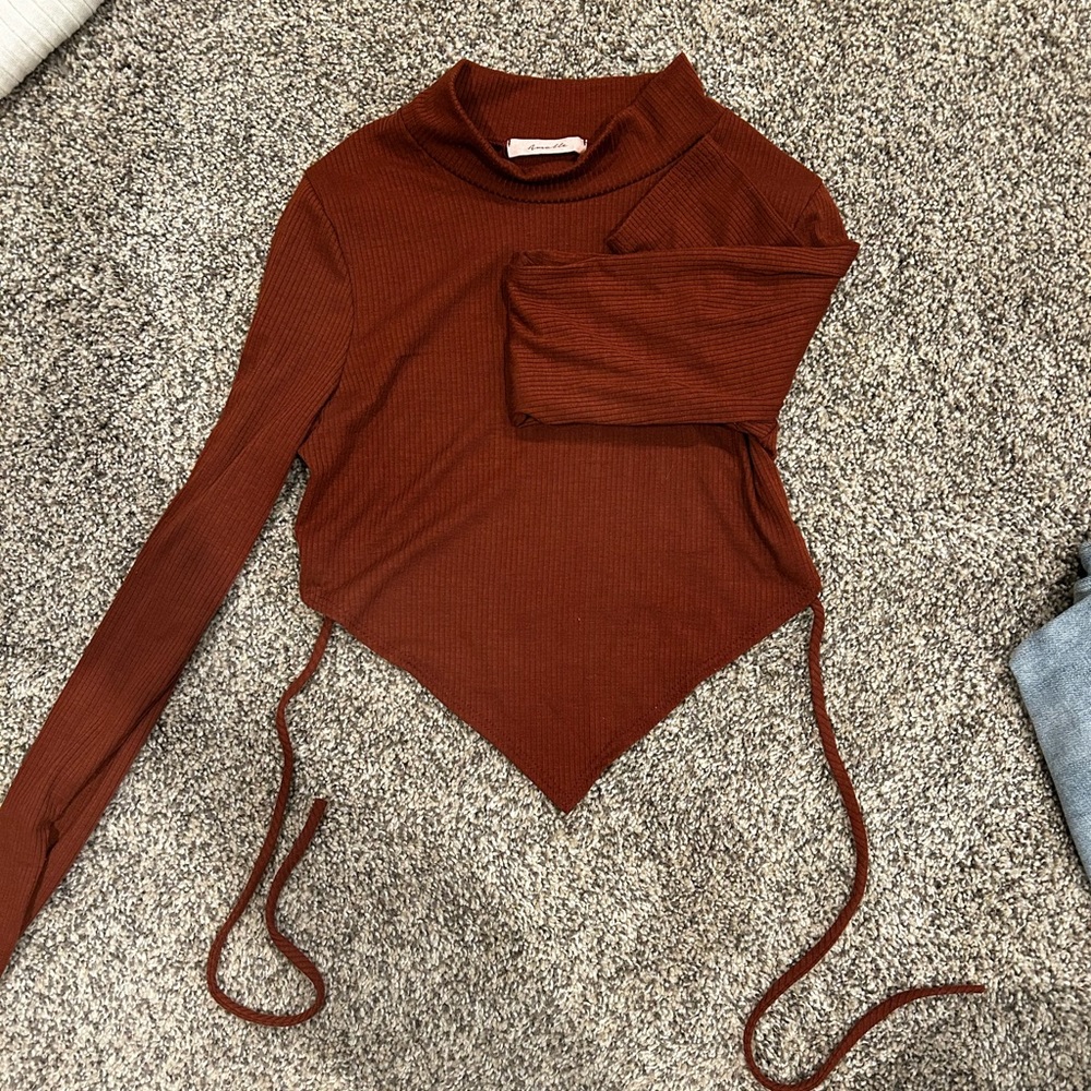 Large Brown/Dark Red cropped sweater